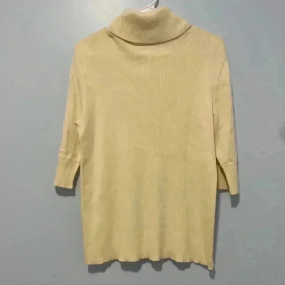 Eileen Fisher Minimalist Turtleneck 3/4 Sleeve Comfort Preppy Cream Size Large L - Picture 4 of 7